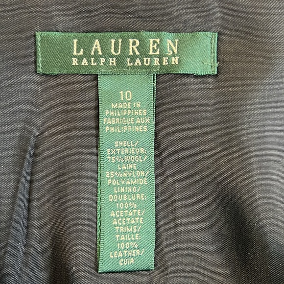 Ralph Lauren Wool Blend Wrap Pencil Skirt Leather Buckle Lined Black Size 10 - Picture 4 of 7